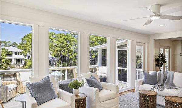 Sunroom with water views